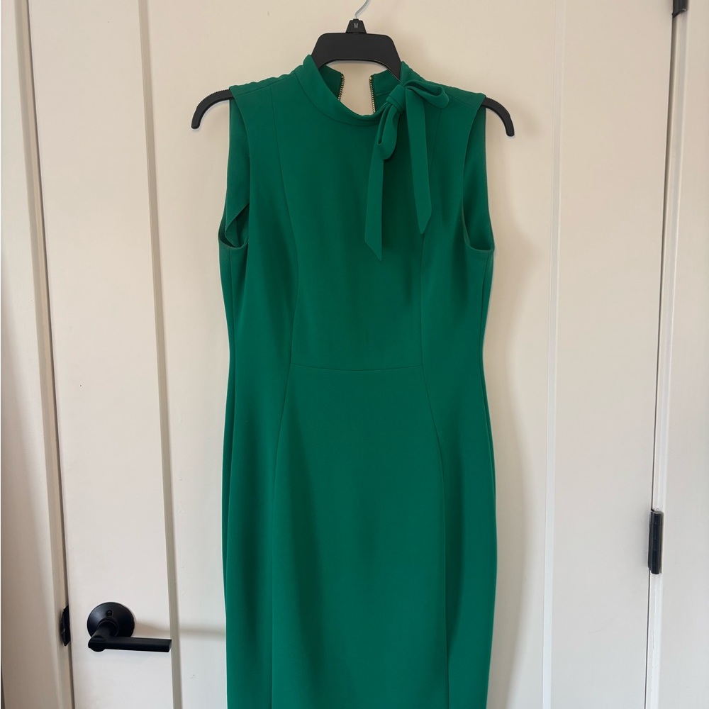 Calvin Klein Green Ribbed Sheath Midi Dress